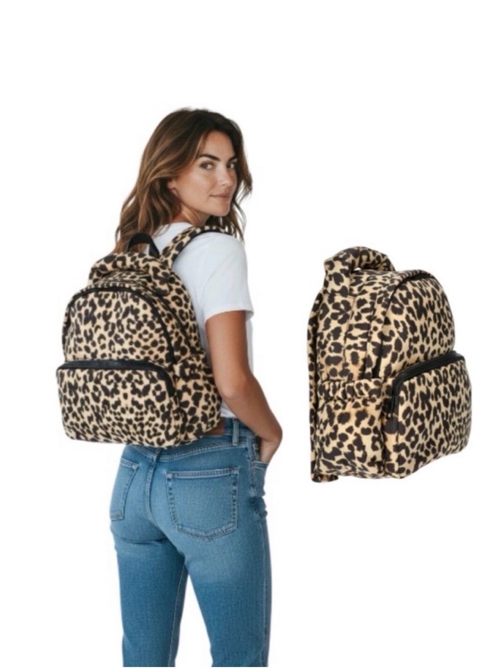 No Boundaries Leopard Print Backpack - Tan and Black